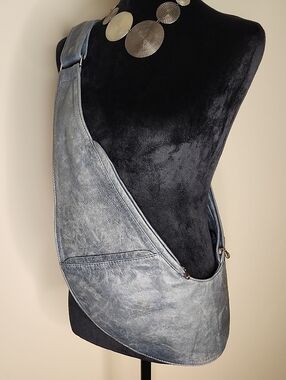 Sash Bag Gray Distressed Sauvage Crossbody Organizer Leather Purse NWOT